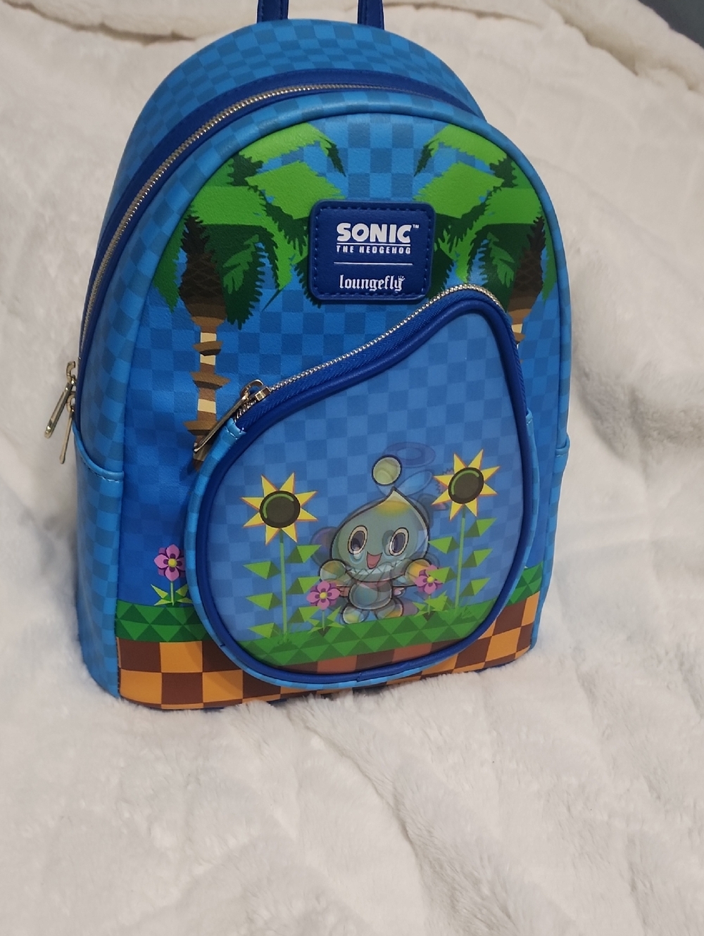 Loungefly Blue Backpack with Green and Brown Accents